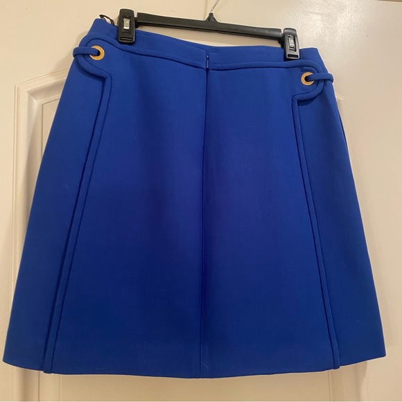 Tory Burch Jane Blue Dahlia Wool Skirt - Size 8, zippered back & side details - Picture 3 of 3